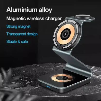 3 in 1 Transparent 15W Magnetic Wireless Charger Pad holder