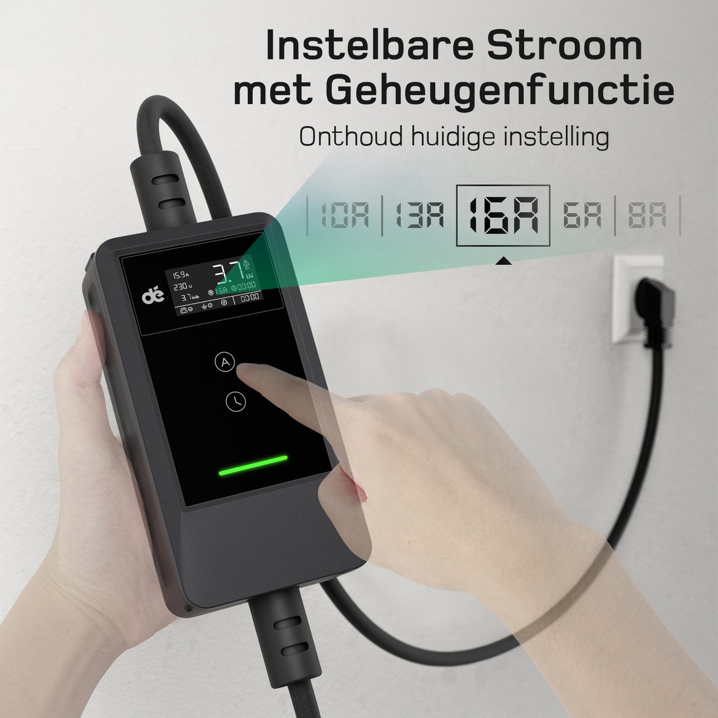 Laadkabel dè 3.7 kw met led scherm IP66 waterdicht.