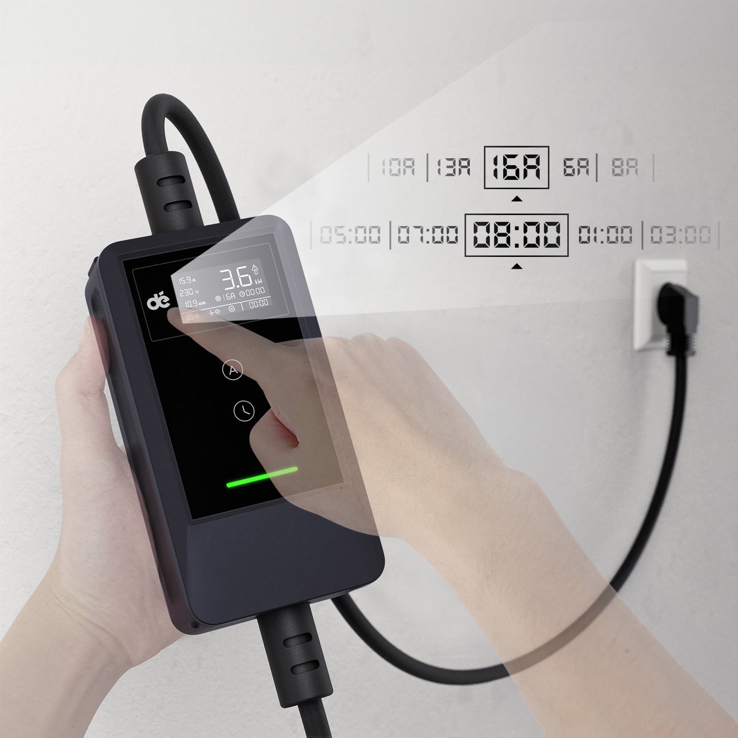 Laadkabel dè 3.7 kw met led scherm IP66 waterdicht.