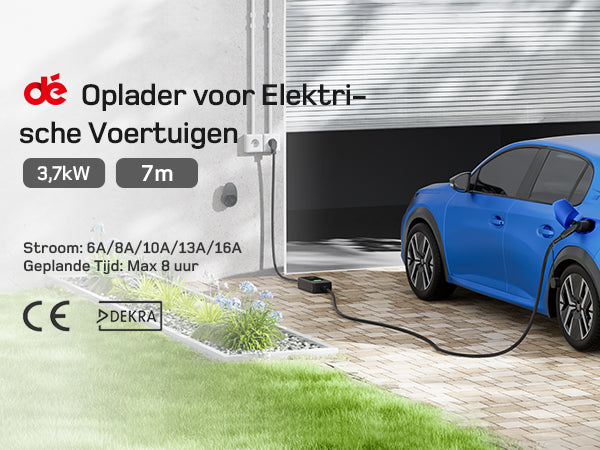 Laadkabel dè 3.7 kw met led scherm IP66 waterdicht.